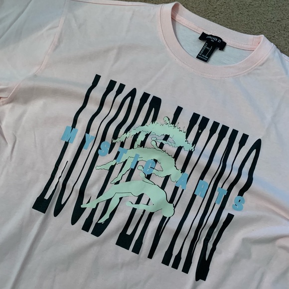 Forever 21 Vintage Lucid Living Graphic Pink T Shirt Oversized Tee Punk - Picture 2 of 4
